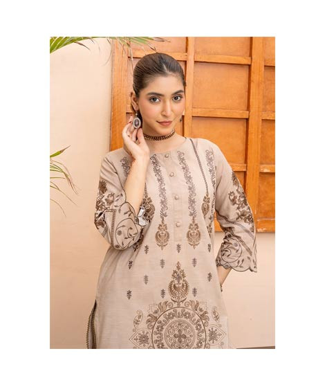 iShopping - Ahlam Classic Sandstone Embroidery Raw Silk Kurta 1-piece