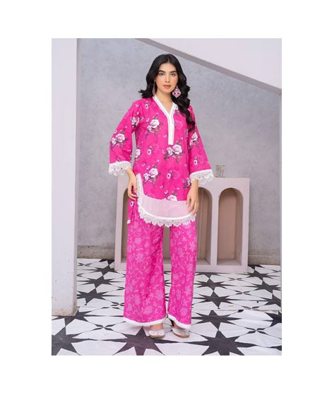 iShopping - Ahlam Periwinkle Mist Printed Lawn Kurta Set 2-piece