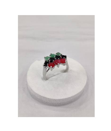 iShopping - Gilgit Bazaar Multi Stone Silver Ring (13)