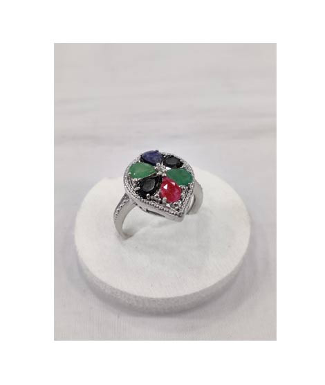 iShopping - Gilgit Bazaar Multi Stone Silver Ring (15)