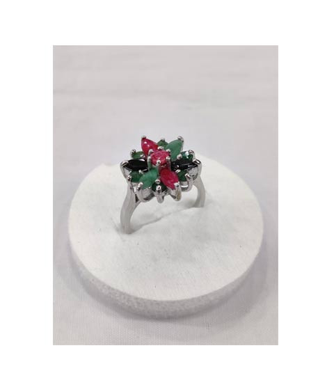 iShopping - Gilgit Bazaar Multi Stone Silver Ring (16)
