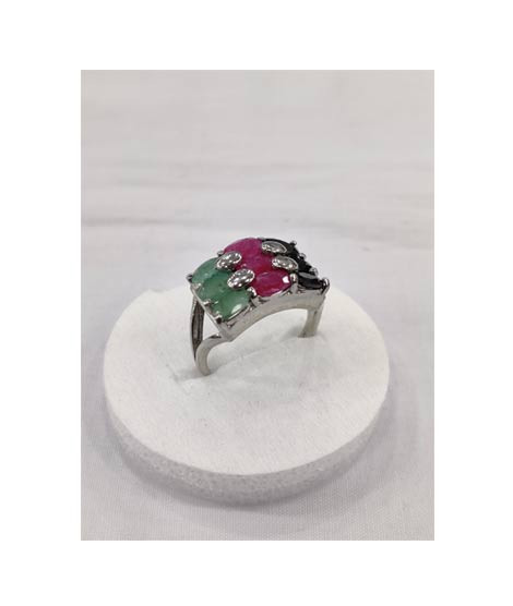 iShopping - Gilgit Bazaar Multi Stone Silver Ring (17)