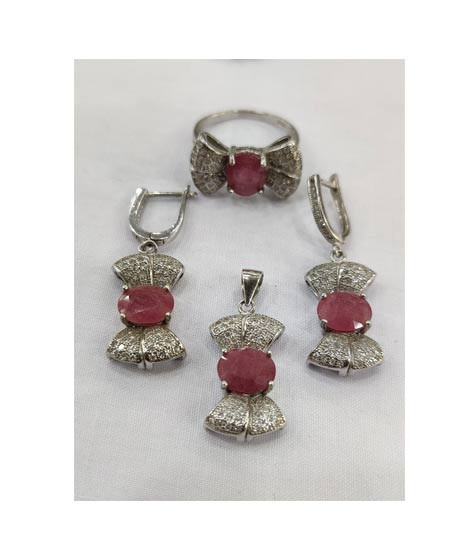 iShopping - Gilgit Bazaar Ruby Stone Silver Set (17)