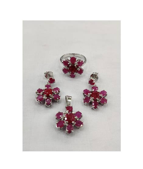 iShopping - Gilgit Bazaar Ruby Stone Silver Set (18)