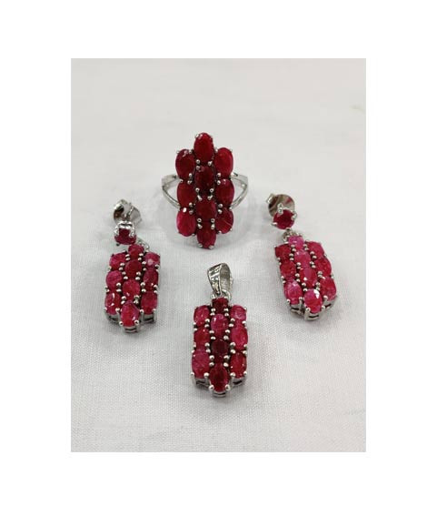 iShopping - Gilgit Bazaar Ruby Stone Silver Set (19)