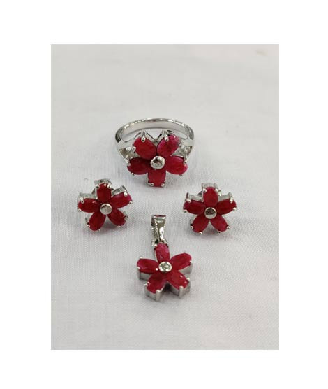 iShopping - Gilgit Bazaar Ruby Stone Silver Set (20)