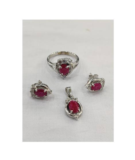 iShopping - Gilgit Bazaar Ruby Stone Silver Set (21)
