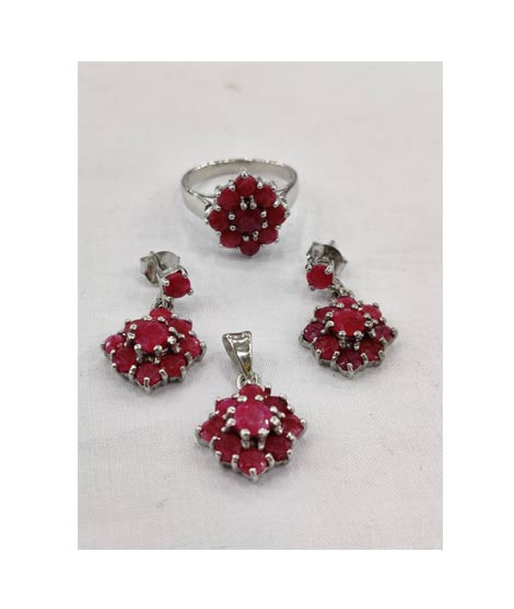 iShopping - Gilgit Bazaar Ruby Stone Silver Set (22)