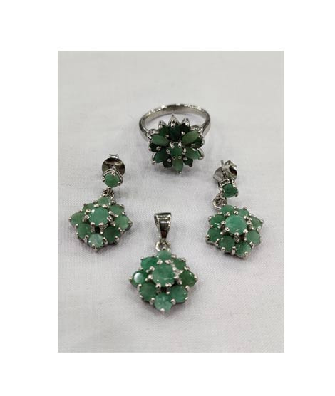 iShopping - Gilgit Bazaar Emerald Stone Silver Set (23)