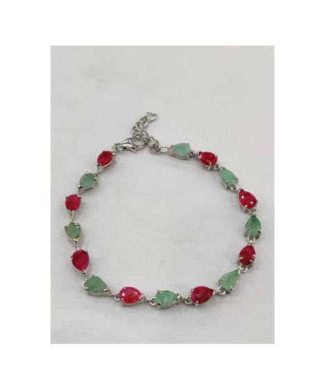 iShopping - Gilgit Bazaar Multi Stone Silver Bracelet (14)