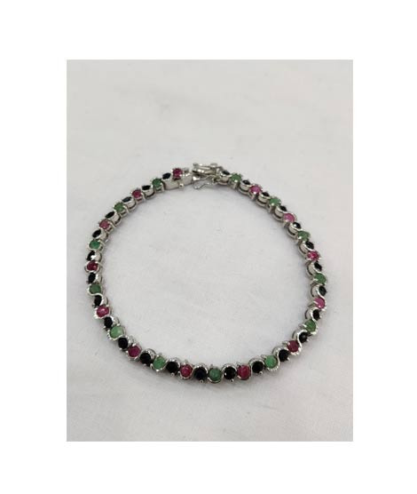 iShopping - Gilgit Bazaar Multi Stone Silver Bracelet (16)