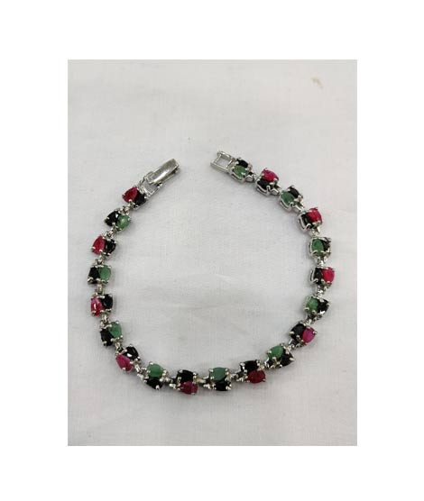 iShopping - Gilgit Bazaar Multi Stone Silver Bracelet (17)