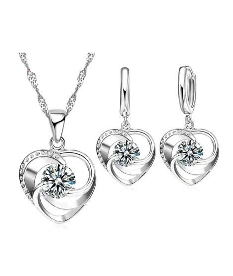 iShopping - EvaEsh Heart Stamped Jewelry Set Silver