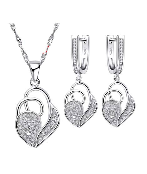 iShopping - EvaEsh Heart Shaped Stamped Jewelry Set Silver
