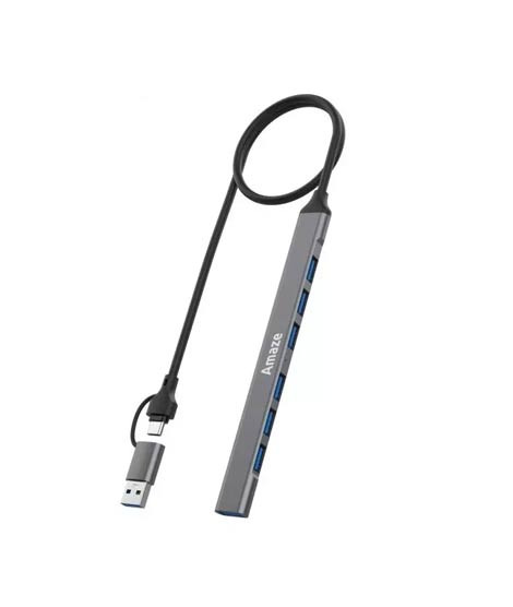 iShopping - Amaze USB + Type - C 7-Port USB HUB Black (A307)