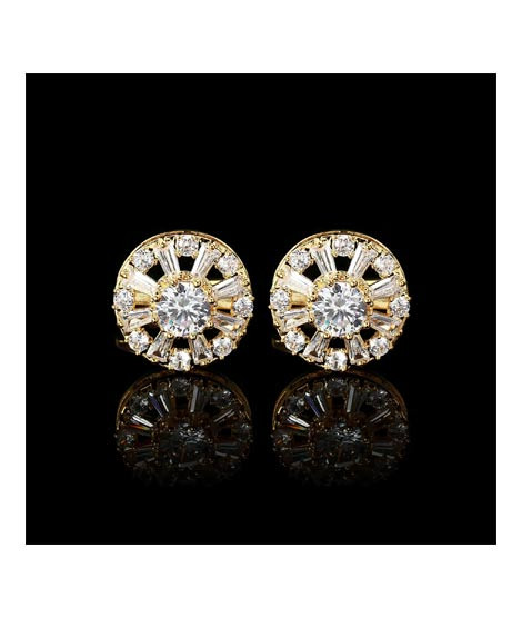 iShopping - Cufflers Designer Champagne Round Diamond Cufflinks (3016-A)