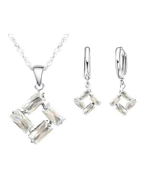 iShopping - EvaEsh Stylish Brick Stamped Jewelry Set Silver (925)