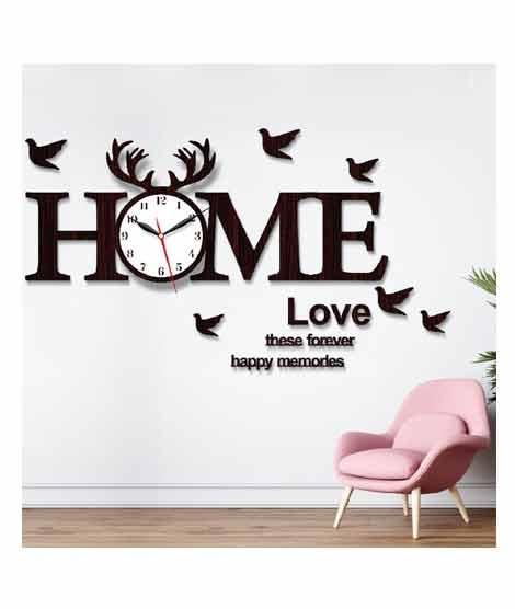 iShopping - LookNBuy 3DHOME WRITTEN Wooden Wall Clock (0016)