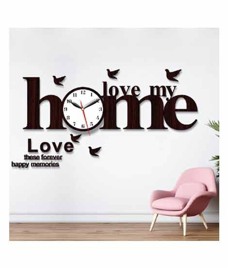 iShopping - LookNBuy home 3D Wooden Wall Clock (0018)