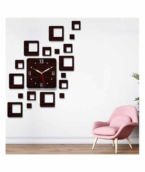 iShopping - LookNBuy Flying Squares 3D Wooden Wall Clock (0019)