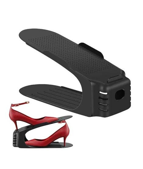 iShopping - Maaz Fashion Adjustable Shoe Organizer Black Pack Of 2 