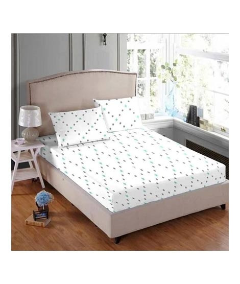 iShopping - Maguari Printed Jersey Single Bed Sheet White (0452)