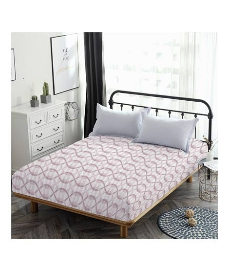 iShopping - Maguari Cotton Fitted Double Bed Sheet Pink (0419)