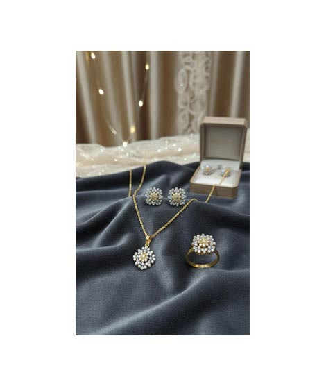 iShopping - Lady Spark Golden Flower Jewelry Set For Women