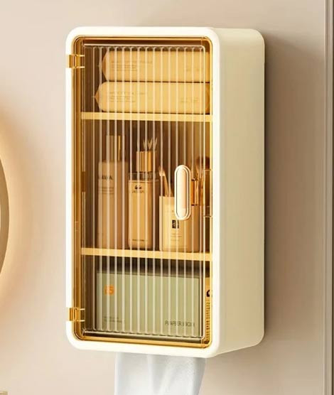 iShopping - Matrix Wall-Mounted Makeup Storage Box with Lid & Tissue Holder