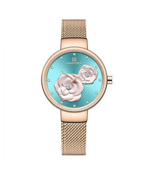 iShopping - NaviForce Flower Textured Women’s Watch Golden (NF-5013-3)