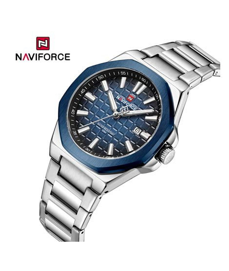 iShopping - Naviforce Signature Textured Watch For Men Silver (NF-9258-7)