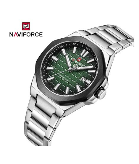 iShopping - Naviforce Signature Textured Watch For Men Silver (NF-9258-8)
