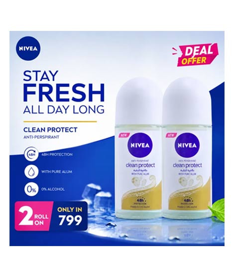 iShopping - Nivea Clean Protect Anti Perspirant Roll On 50ml (Pack of 2)