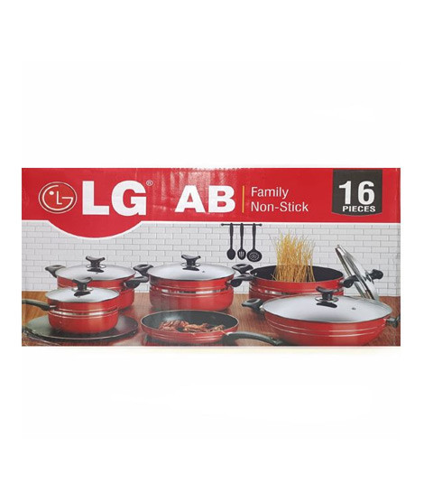 iShopping - Non Stick Cookware Set Maroon - 16 Pieces