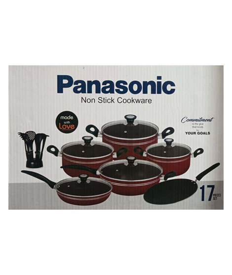 iShopping - Non Stick Cookware Set Maroon - 17 Pcs (0049)