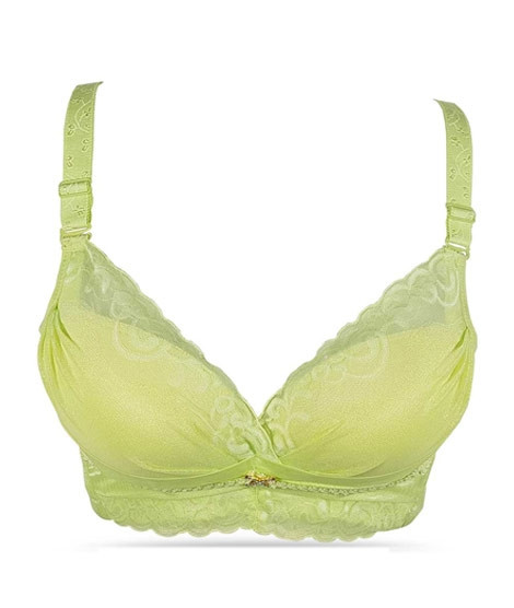 iShopping - Purple Bag Fancy Lace Double Padded Wireless Soft Pushup Bra Green (0015)