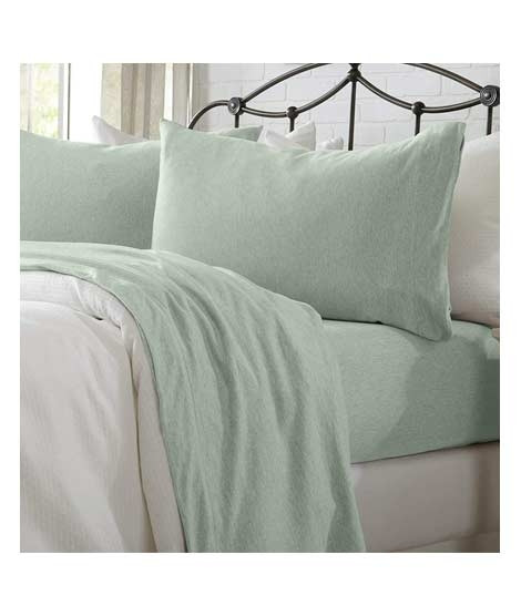 iShopping - Rainbow Linen Jersey Fitted Bed Sheet King Size Green (RHP122)