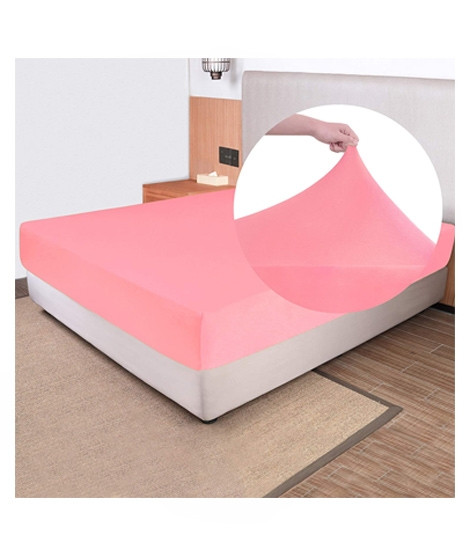 iShopping - Rainbow Linen Jersey Fitted Bed Sheet King Size Pink (RHP229)