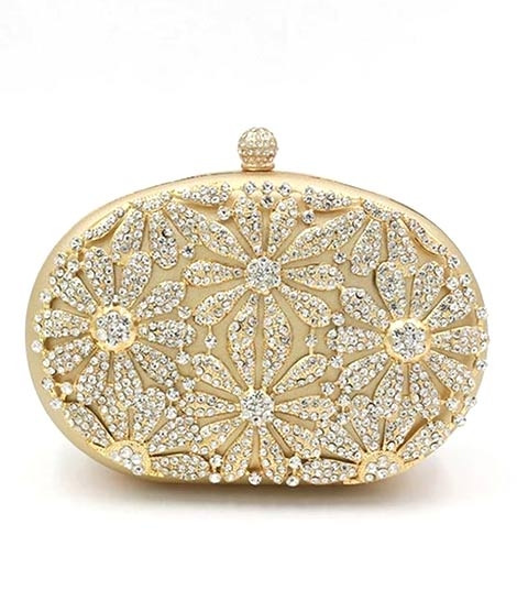 iShopping - Rangoon Flower Fancy Clutch For Women Golden