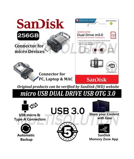 iShopping - SanDisk Ultra 256GB Dual Drive m3.0 USB (SDDD3-0256G-G46)