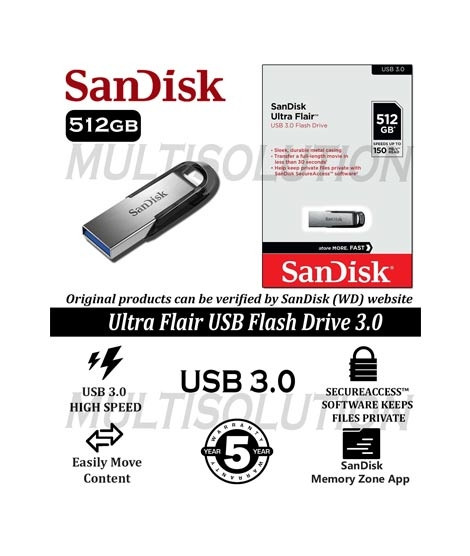 iShopping - SanDisk Ultra Flair 512GB USB 3.0 Flash Drive (SDC73-0512G-G46)