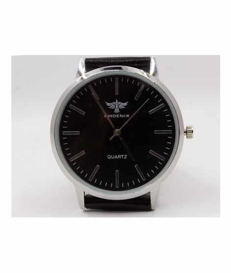 iShopping - SK-Enterprises Leather Analog Stainless Steel Watch For Men Black