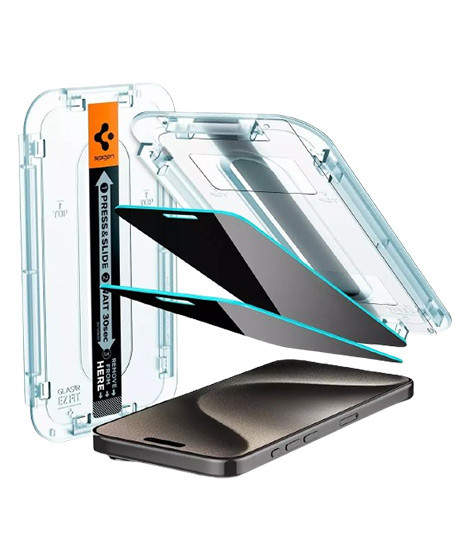 iShopping - Spigen GlastR EZ Fit Screen Protector Case For Apple Iphone 15 Pro Pack Of 2 (AGL06894)