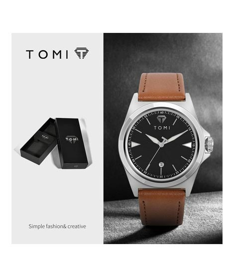 iShopping - Tomi Urban Classic Leather Watch For Men Brown
