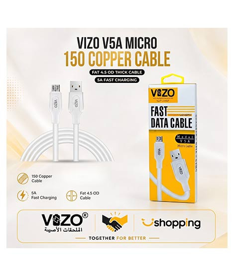 iShopping - Vizo 120W Fast Charging Micro Data Cable White (V5A)