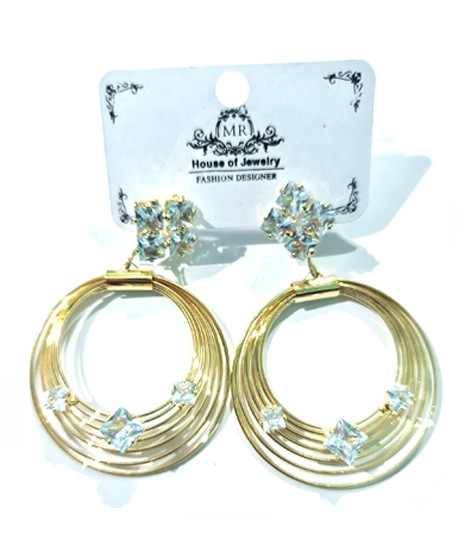 iShopping - Wish Gold Plated Double Ring Earrings For Girls (0031)