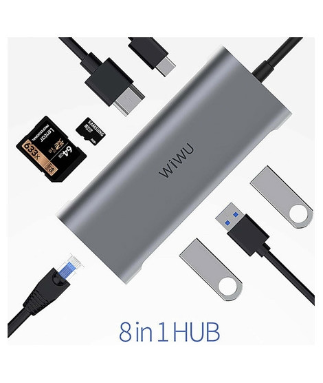 iShopping - Wiwu Alpha 8 in 1 Type-C Converter Grey