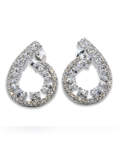 iShopping - Zed Eye Silver Pears Earrings For Women (ISE156)