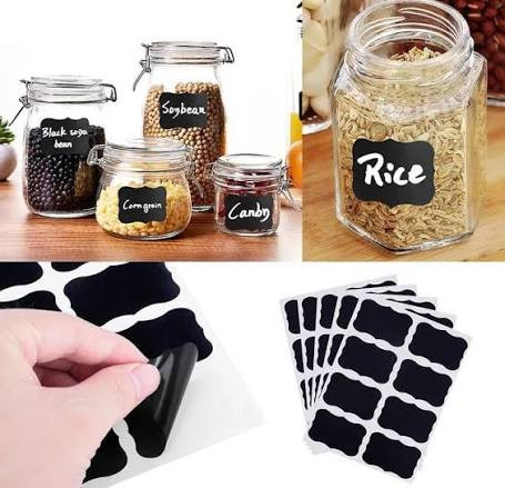 iShopping - Waterproof Jars Stickers Kitchen Label Stickers - 72 Pcs Set 