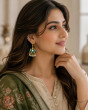 iShopping - House Of Nar Noor-e-Mehfil Jhumka Emerald Meenakari & Pearl Drop